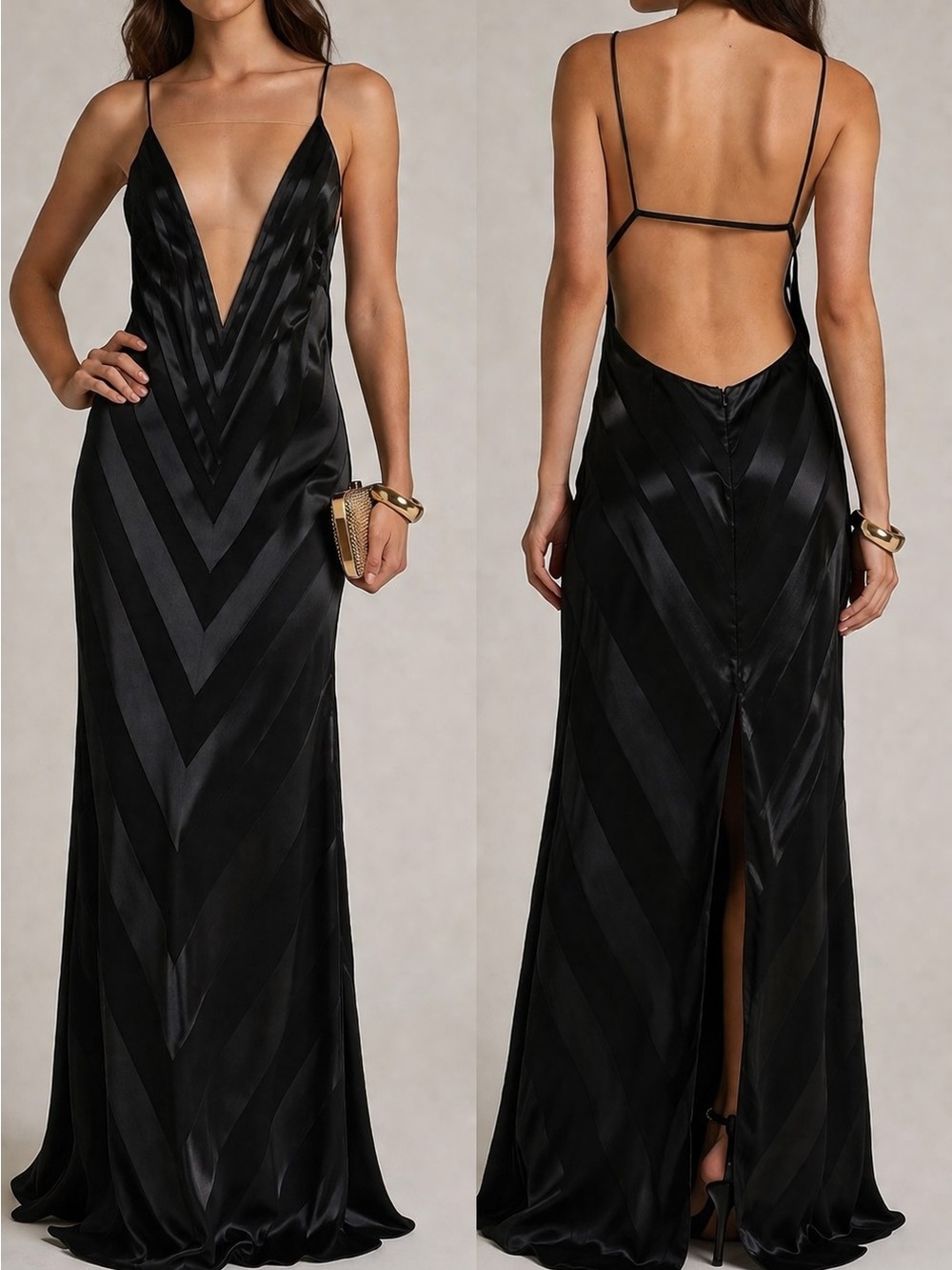 NWT Casablanca Black Silk Devoré Evening, Formal Dress - US8/UK12/FR40